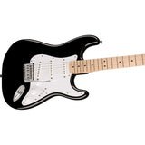 Squier Sonic Stratocaster Electric Guitar, with 2-Year Warranty, Black, Maple Fingerboard, White Pickguard