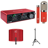 Focusrite Scarlett 2i2 3rd Gen USB Audio Interface Bundle with MXL 550/551 Ensemble Kit (Red), RF-X Reflexion Filter X (Red), and Filter Tripod Mic Stand