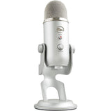 Blue Yeti Silver Plus Pack Professional Multi-Pattern USB Microphone for Recording & Streaming with Software Bundle, Polsen Studio Monitor Headphones and Pop Filter