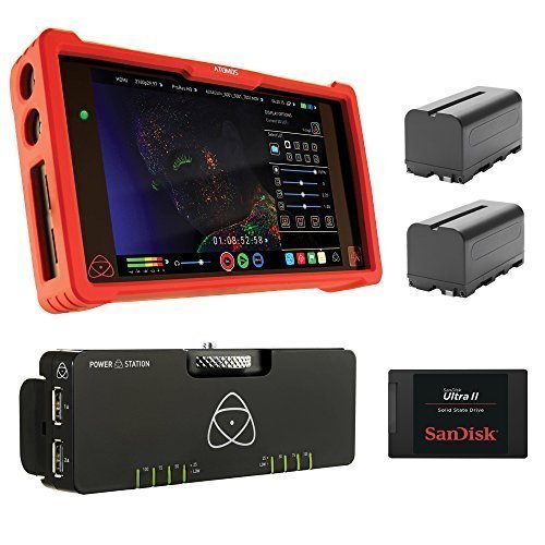 Atomos Ninja Assassin 7.1" 4K & HD HDMI ProRes/DNx Monitor Recorder - Bundle With SanDisk Ultra II 240GB Solid State Drive + ATOMOS-POWER STATION w/ 2X 5200MAH BATTERIES