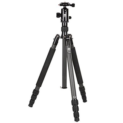 Sirui T-024X Traveler Light Carbon Fiber Tripod with C-10S Ball Head, 13.2 lbs Capacity, 58" Height, 4 Leg Sections