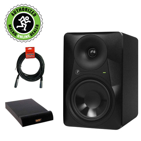 Mackie MR624-6.5" 2-Way Powered Studio Monitor (Single) with IP-M Isolation Pad (Medium, Single) & XLR Cable