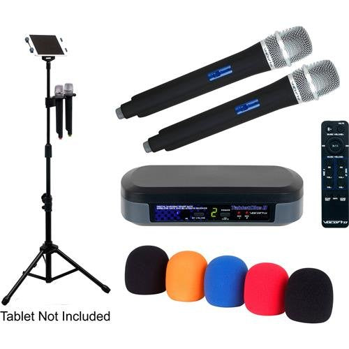 VocoPro TabletOke-2MC Digital Karaoke Mixer with 2x Wireless Microphones and Professional Tablet Stand