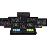 Reloop Buddy Compact 2-Deck DJAY Controller Bundle with Studio Monitor Headphone & Mini to RCA Cables