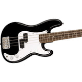 Squier by Fender Mini Precision Bass (Laurel, Black) Bundle with Fender 10ft Cable (Straight/Straight), Fender Guitar 12-Pack Picks, and Fender 2" Guitar Straps