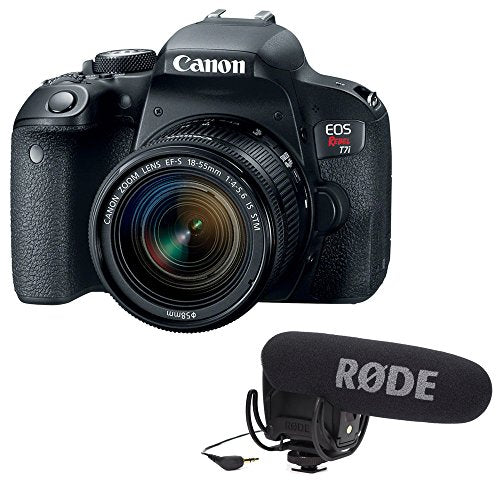 Canon EOS Rebel T7i DSLR Camera with 18-55mm Lens with Rode VideoMic Pro with Rycote Lyre Shockmount