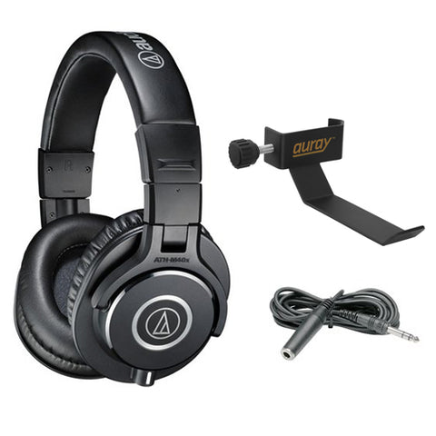 Audio-Technica ATH-M40x Monitor Headphones (Black) with COHH-2 Clamp On Headphone & Extension Cable