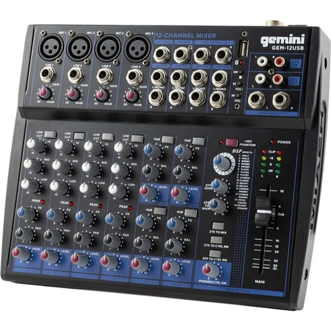 Gemini GEM-12USB Compact 12-Channel Bluetooth Audio Mixer with USB