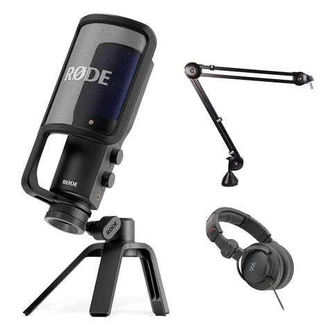 Rode NT-USB+ USB Condenser Microphone Bundle with RODE PSA1 Studio Boom Arm and Polsen HPC-A30-MK2 Studio Monitor Headphones