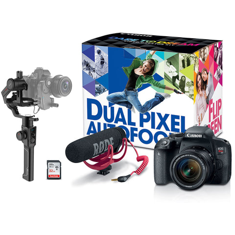 Canon EOS Rebel T7i DSLR Camera with 18-55mm Lens Video Creator Kit & Moza Air 2 3-Axis Gimbal Stabilizer Bundle