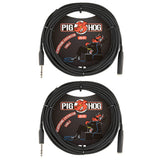 Pig Hog Solutions - 25ft Headphone Extension Cable, 1/4", Black Woven (2-pack)