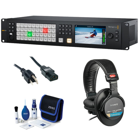 Blackmagic Design ATEM 4 M/E Constellation 4K Live Production Switcher Bundle with MDR-7506 Headphones, and 10' PC Power Cord and Cleaning Kit