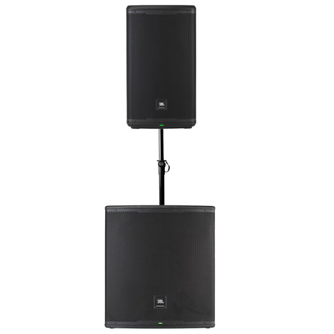 JBL EON718S 1500W 18" Powered Subwoofer with Bluetooth Control and DSP Bundle with JBL EON712 12" Portable PA Speaker and Adjustable Subwoofer Attachment Shaft