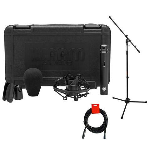 Warm Audio WA-84 Small Diaphragm Condenser Microphone (Black) with Tripod Microphone Stand & XLR-XLR Cable Bundle