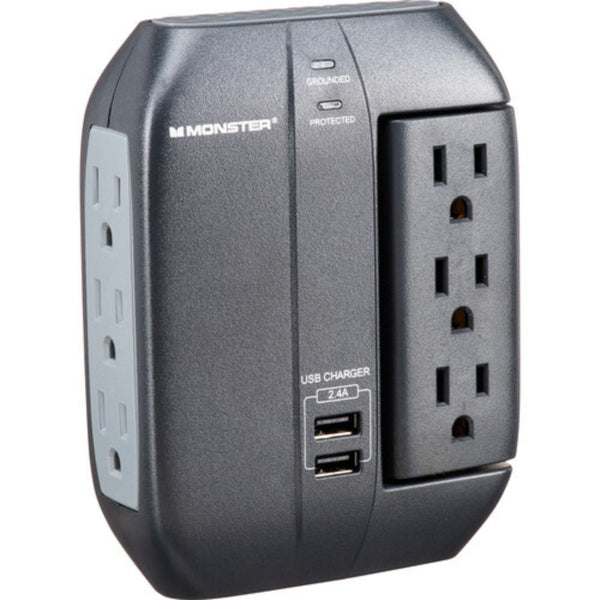 Monster Cable 6-Outlet Wall Tap Surge Protector With 2-USB-A