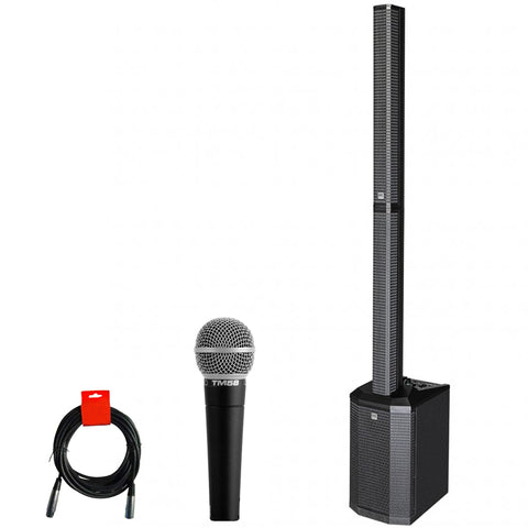 HK AUDIO Polar 8 1200 Watt 3-Channel Powered Column PA System with Bluetooth Bundle with Superlux TM58 Vocal Microphone and 20" XLR-XLR Cable