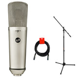 Warm Audio WA-87 R2 Multi-Pattern Condenser Microphone (Nickle) Bundle with Auray MS-5230F Tripod Mic Stand and 20" XLR-XLR Cable