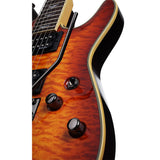 Schecter Omen Extreme-FR Electric Guitar, Vintage Sunburst with Ultimate Support Pro Guitar Stand, Black Strap, and Classic Pick (10-Pack)
