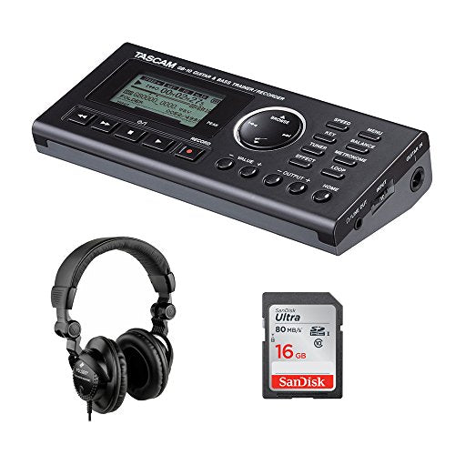 Tascam GB-10 - USB Guitar/Bass Trainer/Recorder with HPC-A30 Studio Monitor Headphones & 16GB Memory Card Kit