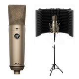 Warm Audio WA-87 Multi-Pattern Condenser Microphone (Nickel) with RF-5P-B Reflection Filter (Metal) & Tripod Mic Stand Bundle