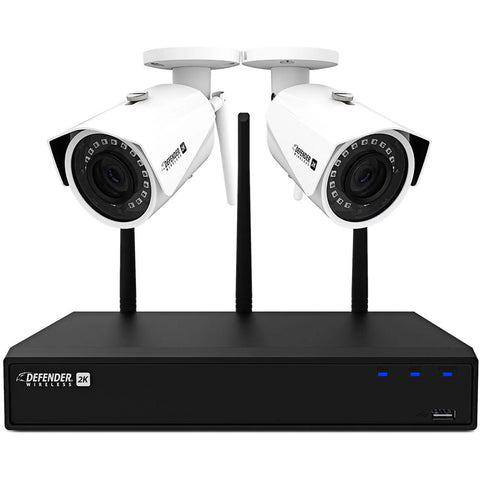 Defender 4-Channel 4MP NVR with 1TB HDD & 2 4MP Outdoor Night Vision Wi-Fi Bullet Cameras