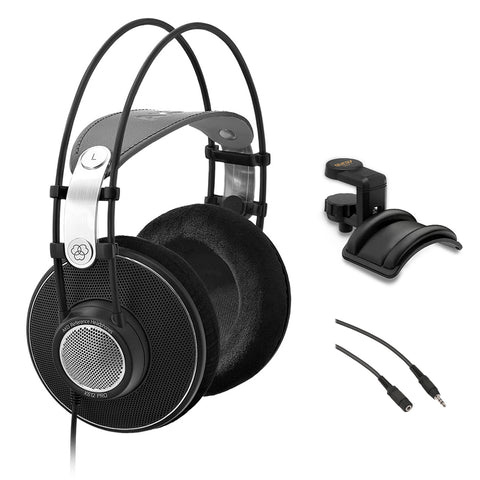 AKG K612 PRO Over-Ear Reference Studio Headphones Bundle with Headphone Holder & 25' Stereo Cable