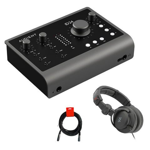 Audient iD24 Desktop 10x14 USB-C Audio Interface Bundle with Polsen HPC-A30-MK2 Closed-Back Studio Monitor Headphones and XLR-XLR Cable