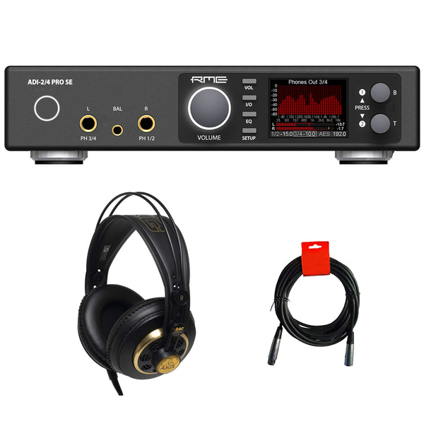 RME ADI-2/4 Pro SE 2-AD/4-DA 768 kHz, High-Performance Converter (Black Edition) Bundle with AKG K240 Studio Pro Headphones and XLR-XLR Cable