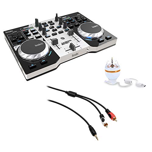 Hercules DJControl Instinct S Series Party Pack DJ Controller with LED Light & /8" Stereo Mini to Dual RCA Y-Cable (6') Bundle