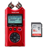 Tascam DR-40X Four-Track Digital Audio Recorder (Red) with SanDisk 16GB Memory Card Bundle