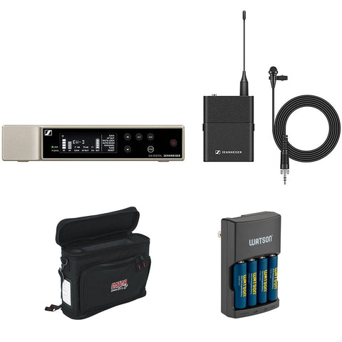 Sennheiser EW-D ME2 SET Digital Wireless Omni Lavalier Microphone System (Q1-6: 470 to 526 MHz) Bundle with Rapid Charger and Wireless System Bag