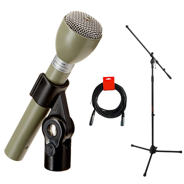 Electro-Voice 635A Omnidirectional Handheld Dynamic ENG Microphone (Beige) Bundle with Auray MS-5230F Tripod Mic Stand and XLR-XLR Cable