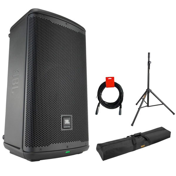 JBL Professional EON710 Powered PA Loudspeaker, 10-Inch (Bluetooth) Bundle with Steel Speaker Stand, Stand Bag 51" Interior, and XLR-XLR Cable