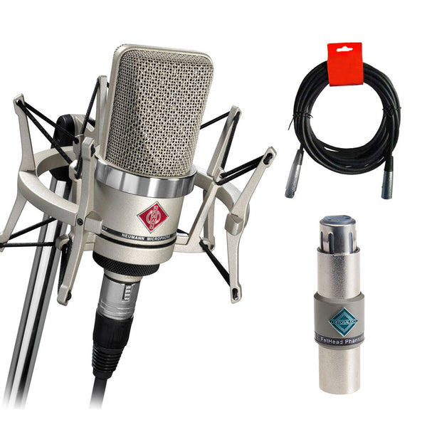Neumann 008656 TLM-102 Large-Diaphragm Studio Condenser Microphone (Studio Set, Nickel) Bundle with Triton Audio FetHead Phantom In-Line Microphone Preamp and XLR Cable