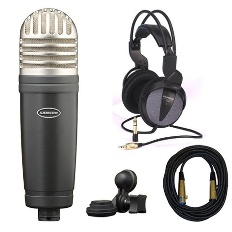 Samson MTR101 Large Diaphragm Condenser Microphone w/ Headphones & XLR 20' Cable