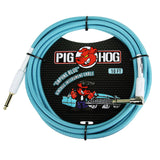 Pig Hog PCH10DBR 1/4" to 1/4" Right-Angle Daphne Blue Guitar Instrument Cable, 10 Feet (2-Pack)