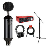 Blue Blackout Spark SL XLR Condenser Microphone with Focusrite Scarlett 2i2 USB Audio Interface, HPC-A30 Monitor Headphone, Mic Stand & 20' XLR Cable Bundle