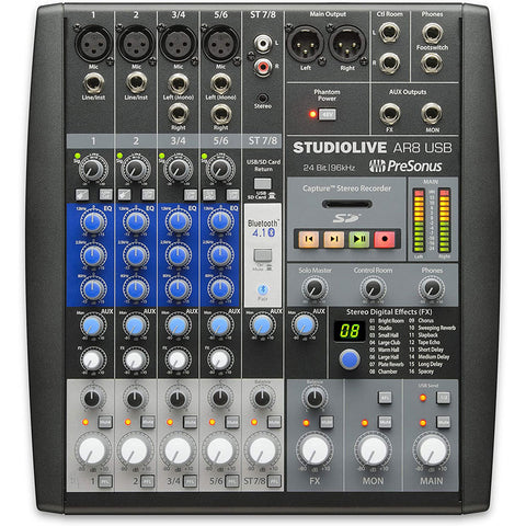 PreSonus StudioLive AR8 USB 8-Channel Hybrid Performance and Recording Mixer