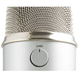 Blue Yeti Silver Plus Pack Professional Multi-Pattern USB Microphone for Recording & Streaming with Software Bundle, Polsen Studio Monitor Headphones and Pop Filter