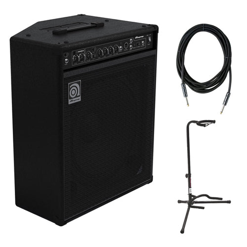 Ampeg BA-115V2 150W 1x15 Combo Bass Amplifier with Instrument Cable 1/4" Male to male and XCG-4 Classic Guitar Stand