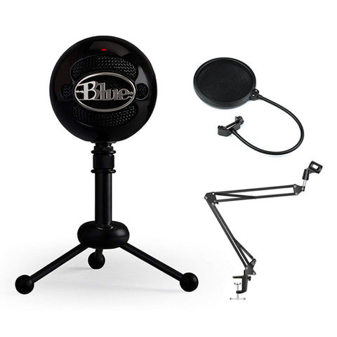 Blue Snowball Studio USB All-In-One Vocal Recording System with Two-Section Broadcast Arm & Pop Filter Bundle