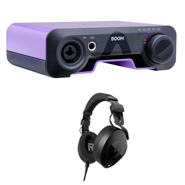 Apogee Electronics BOOM Desktop USB Type-C Audio Interface with Built-In Hardware DSP FX Bundle with Rode NTH-100 Pro Over-Ear Headphones