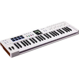 Arturia 231521 KeyLab Essential mk3 49-Key Universal MIDI Controller and Software (White) Bundle with Auray FP-P1L Sustain Pedal, Hosa MID-310 MIDI Cable, and Medium-Size 61-67 Keys Cover for Piano