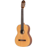 Ortega Guitars 6 String Family Series Full Size Nylon Classical Guitar with Bag, Right, Cedar Top-Natural-Satin, (R122)