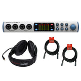 PreSonus Studio 1810-18x8 USB 2.0 Audio Interface with R100 Stereo Headphones & (2) 20' XLR Cable Bundle