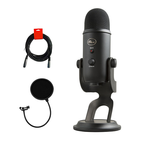 Blue Microphones Yeti Studio Blackout All-In-One Pro Recording System with Pop Filter & XLR-XLR Cable Bundle