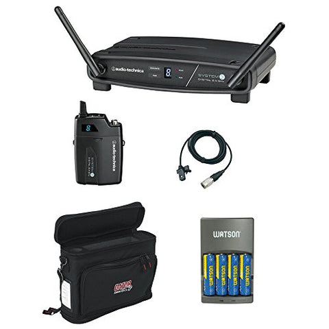 Audio-Technica ATW-1101/L System 10 Digital Wireless Lavalier Microphone Set with GM-1W Mobile Pack & 4-Hour Rapid Charger Kit