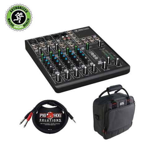 Mackie 802VLZ4 8-Channel Ultra-Compact Mixer with G-MIXERBAG-1212 Padded Nylon Mixer/Equipment Bag & TRS to Dual 1/4" TS Pro Stereo Breakout Cable (10') Kit
