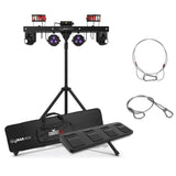 CHAUVET DJ GigBAR Move 5-in-1 Lighting System with Moving Heads, Pars, Derbys, Strobe, and Laser Effects Bundle with 32" Safety Cable and 24" Pro Lighting Safety Cable