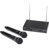 Samson Stage 200 Dual-Channel Handheld VHF Wireless System (Channel A) Bundle with Watson Rapid Charger with 4 AA Batteries and 2x Auray WHF-158 Foam Windscreen